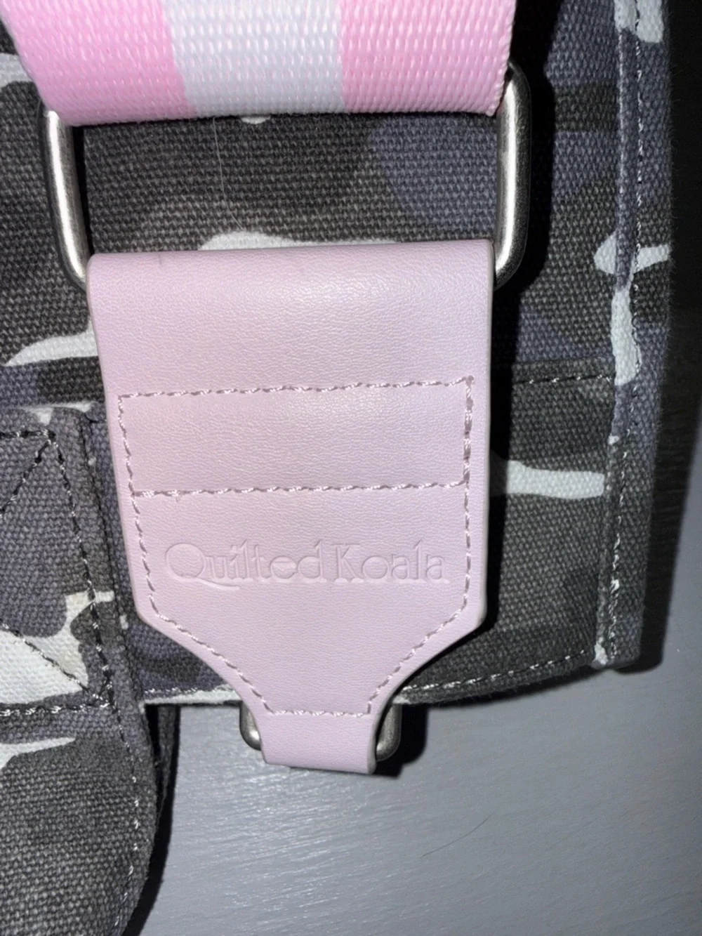 Quilted Koala Gray Camo Tote-Crossbody with Glitter Heart, and Pink Crossbody - Picture 4 of 14